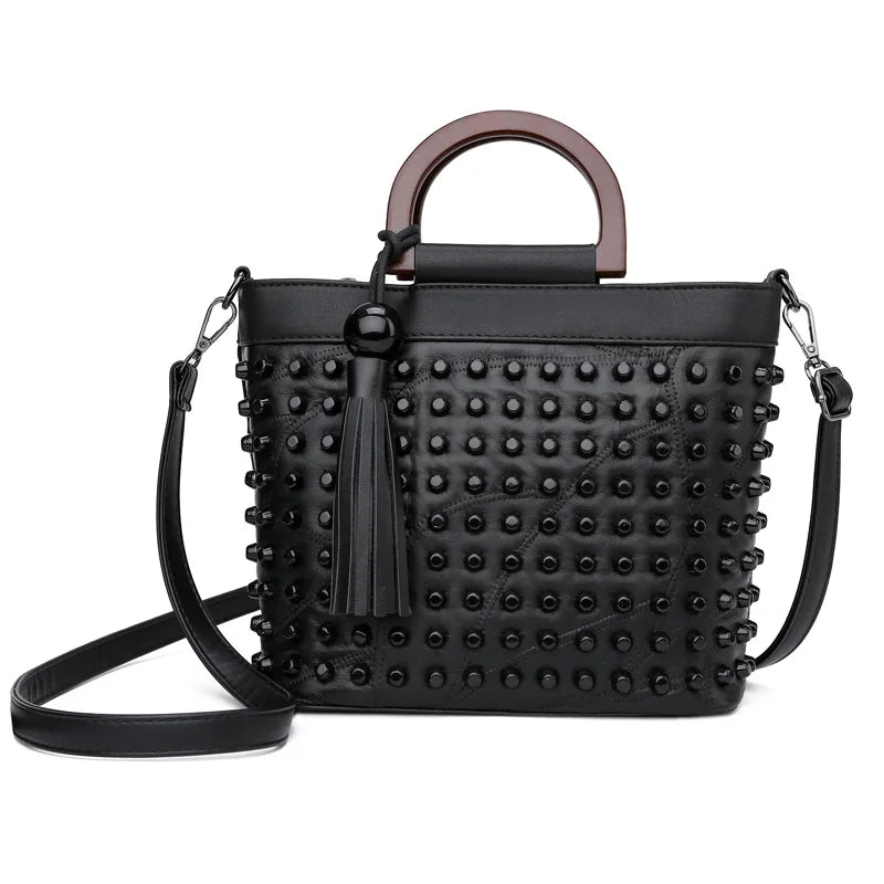 The Rivet Detail Sheepskin Handbag