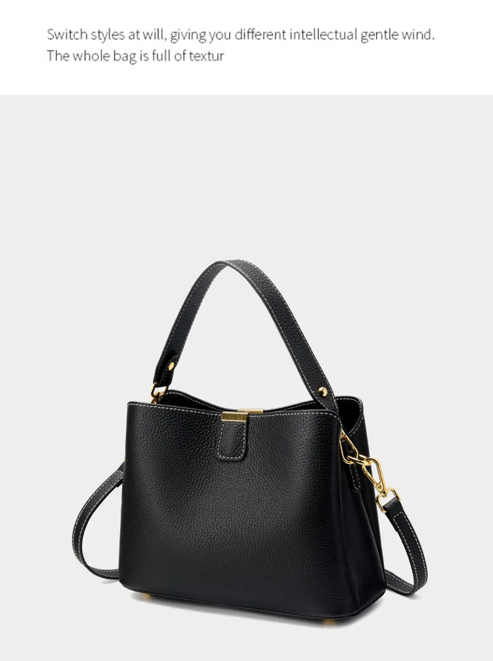 The Madison Genuine Leather Bucket Bag