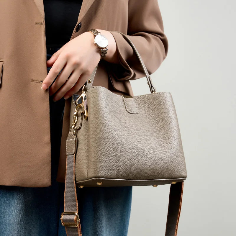 The Madison Genuine Leather Bucket Bag