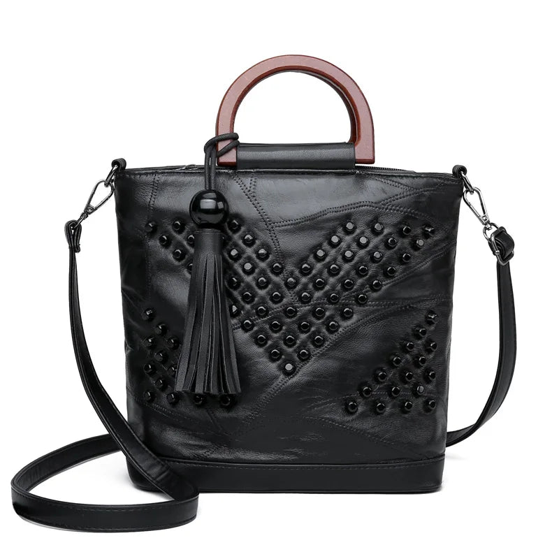 The Rivet Detail Sheepskin Handbag