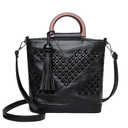 The Rivet Detail Sheepskin Handbag