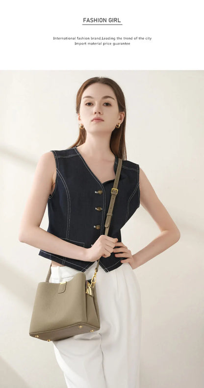 The Madison Genuine Leather Bucket Bag