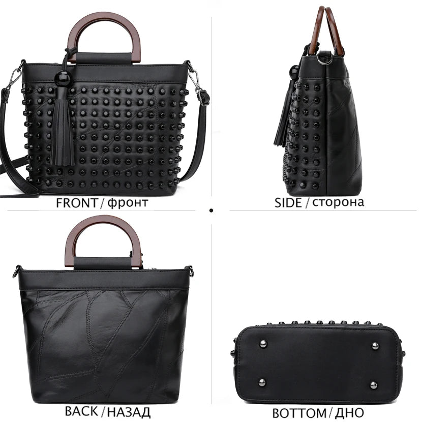 The Rivet Detail Sheepskin Handbag