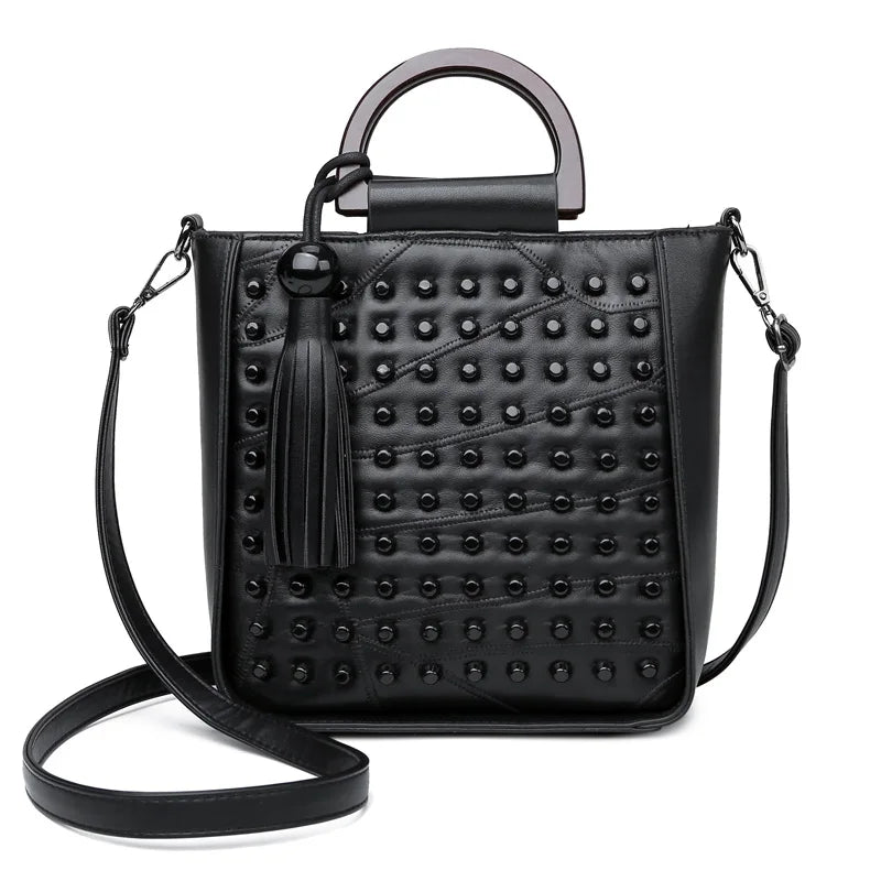 The Rivet Detail Sheepskin Handbag